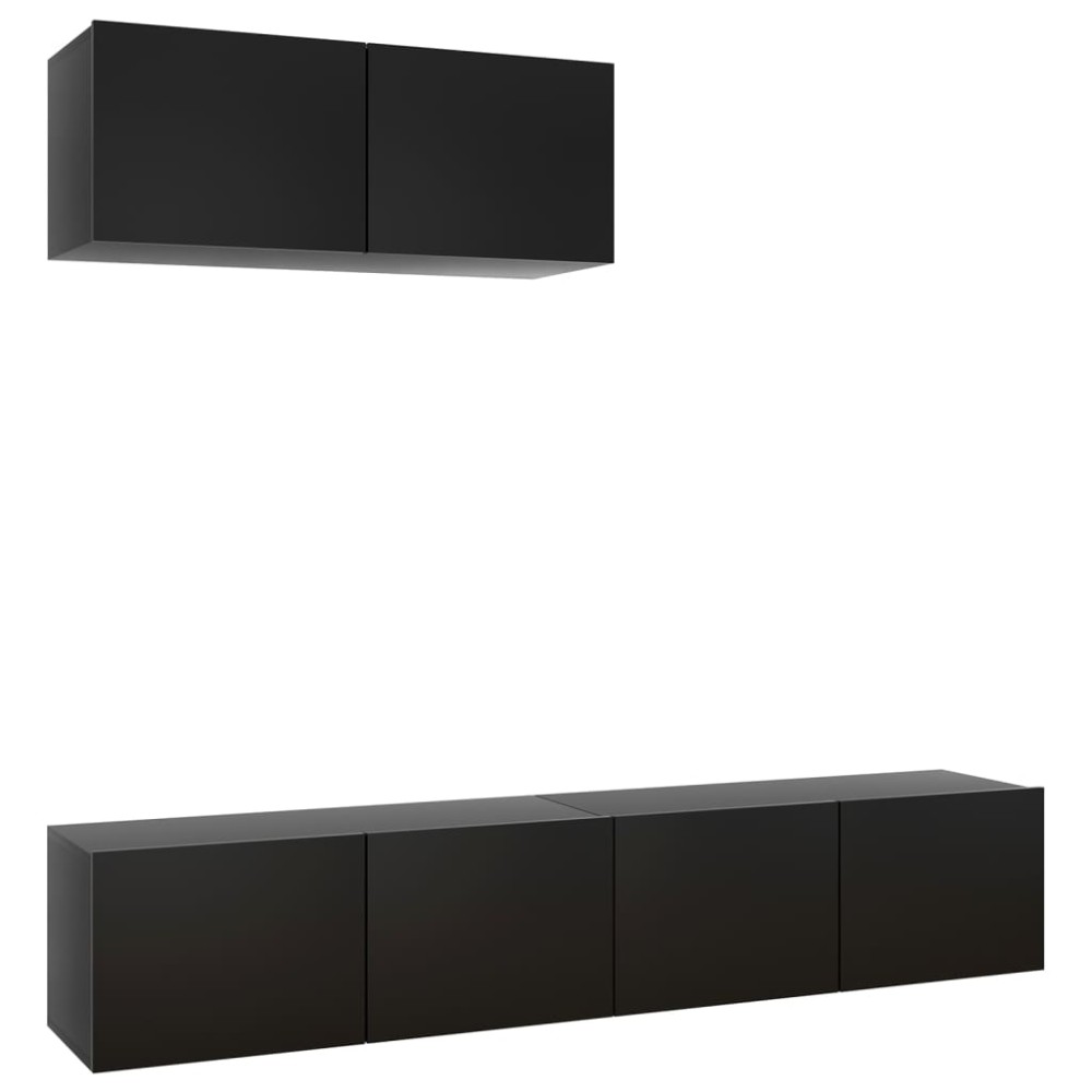 vidaXL Set dulapuri TV, 3 piese, negru, lemn prelucrat