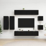 vidaXL Set dulapuri TV, 8 piese, negru, lemn prelucrat