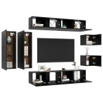 vidaXL Set dulapuri TV, 8 piese, negru, lemn prelucrat