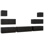 vidaXL Set dulapuri TV, 7 piese, negru, lemn prelucrat