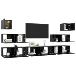 vidaXL Set dulapuri TV, 7 piese, negru, lemn prelucrat