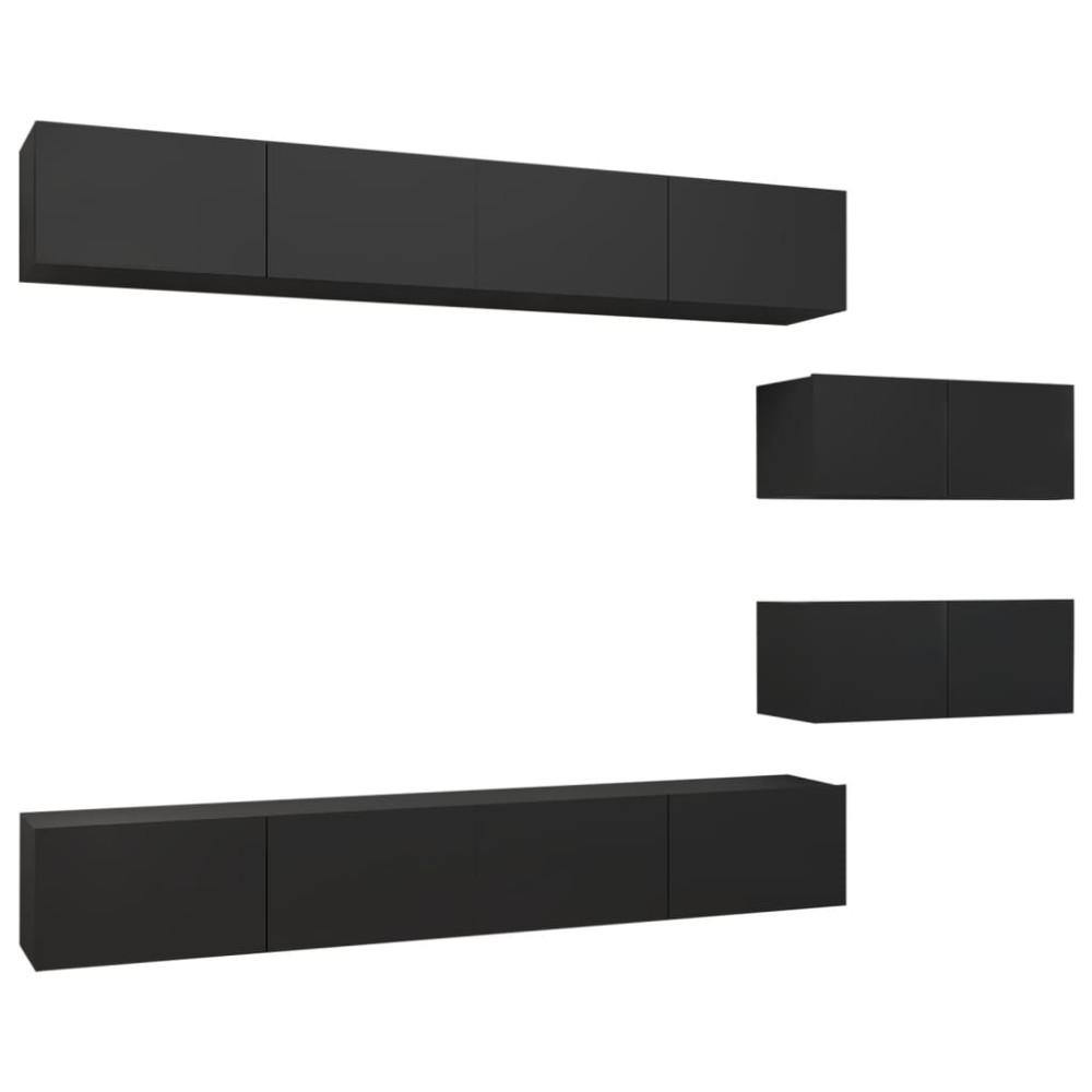 vidaXL Set dulapuri TV, 6 piese, negru, lemn prelucrat