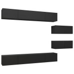 vidaXL Set dulapuri TV, 6 piese, negru, lemn prelucrat