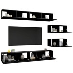 vidaXL Set dulapuri TV, 6 piese, negru, lemn prelucrat