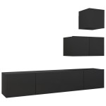 vidaXL Set dulapuri TV, 4 piese, negru, lemn prelucrat vidaXL Set dulapuri TV, 4 piese, negru, lemn prelucrat