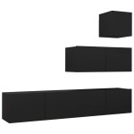 vidaXL Set dulapuri TV, 4 piese, negru, lemn prelucrat vidaXL Set dulapuri TV, 4 piese, negru, lemn prelucrat