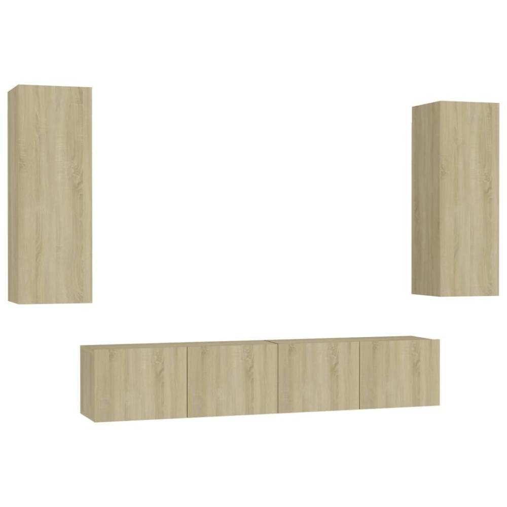 vidaXL Set de dulapuri TV, 4 piese, stejar sonoma, lemn prelucrat