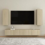 vidaXL Set de dulapuri TV, 4 piese, stejar sonoma, lemn prelucrat vidaXL Set de dulapuri TV, 4 piese, stejar sonoma, lemn prelucrat