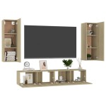 vidaXL Set de dulapuri TV, 4 piese, stejar sonoma, lemn prelucrat vidaXL Set de dulapuri TV, 4 piese, stejar sonoma, lemn prelucrat