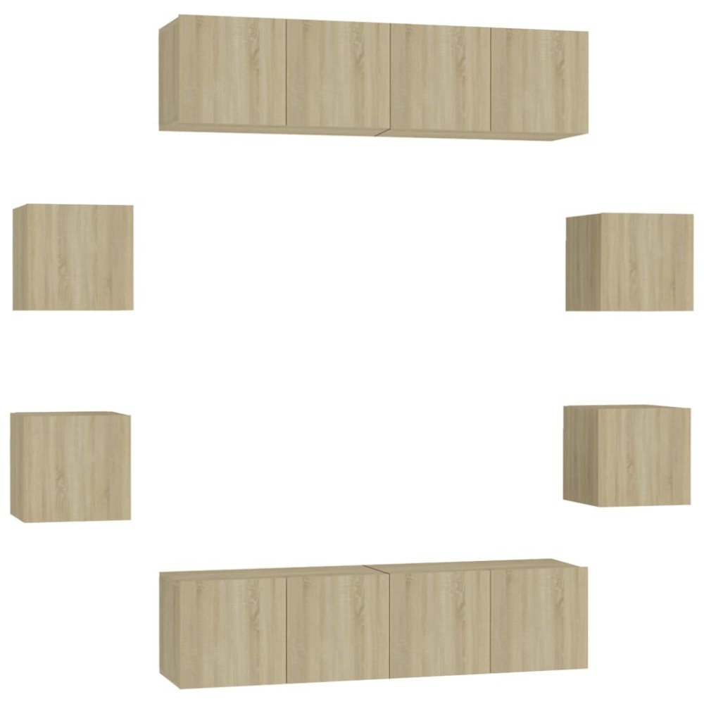 vidaXL Set de dulapuri TV, 8 piese, stejar sonoma, lemn prelucrat