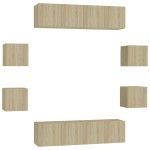 vidaXL Set de dulapuri TV, 8 piese, stejar sonoma, lemn prelucrat