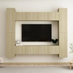 vidaXL Set de dulapuri TV, 8 piese, stejar sonoma, lemn prelucrat vidaXL Set de dulapuri TV, 8 piese, stejar sonoma, lemn prelucrat