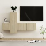 vidaXL Set de dulapuri TV, 3 piese, stejar sonoma, lemn prelucrat vidaXL Set de dulapuri TV, 3 piese, stejar sonoma, lemn prelucrat