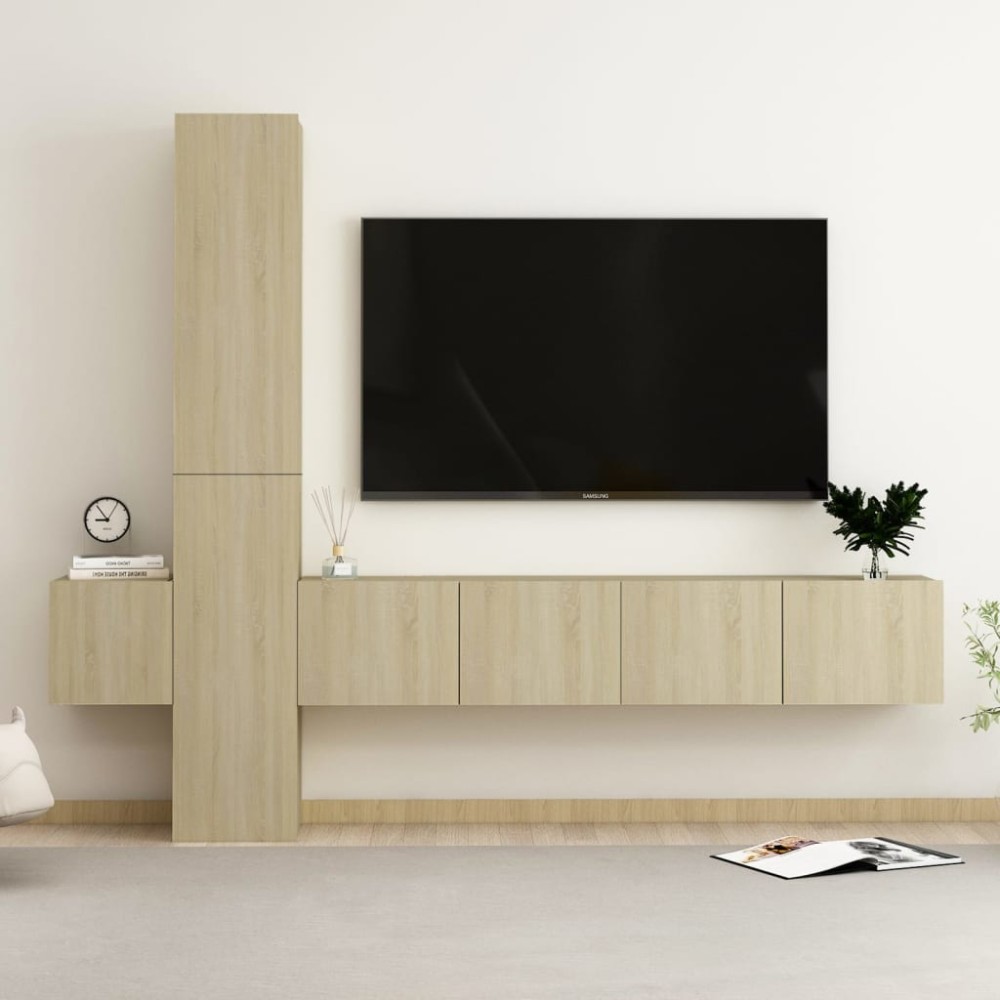 vidaXL Set de dulapuri TV, 5 piese, stejar sonoma, lemn prelucrat