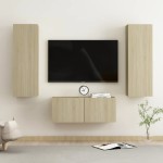 vidaXL Set de dulapuri TV, 3 piese, stejar sonoma, lemn prelucrat vidaXL Set de dulapuri TV, 3 piese, stejar sonoma, lemn prelucrat