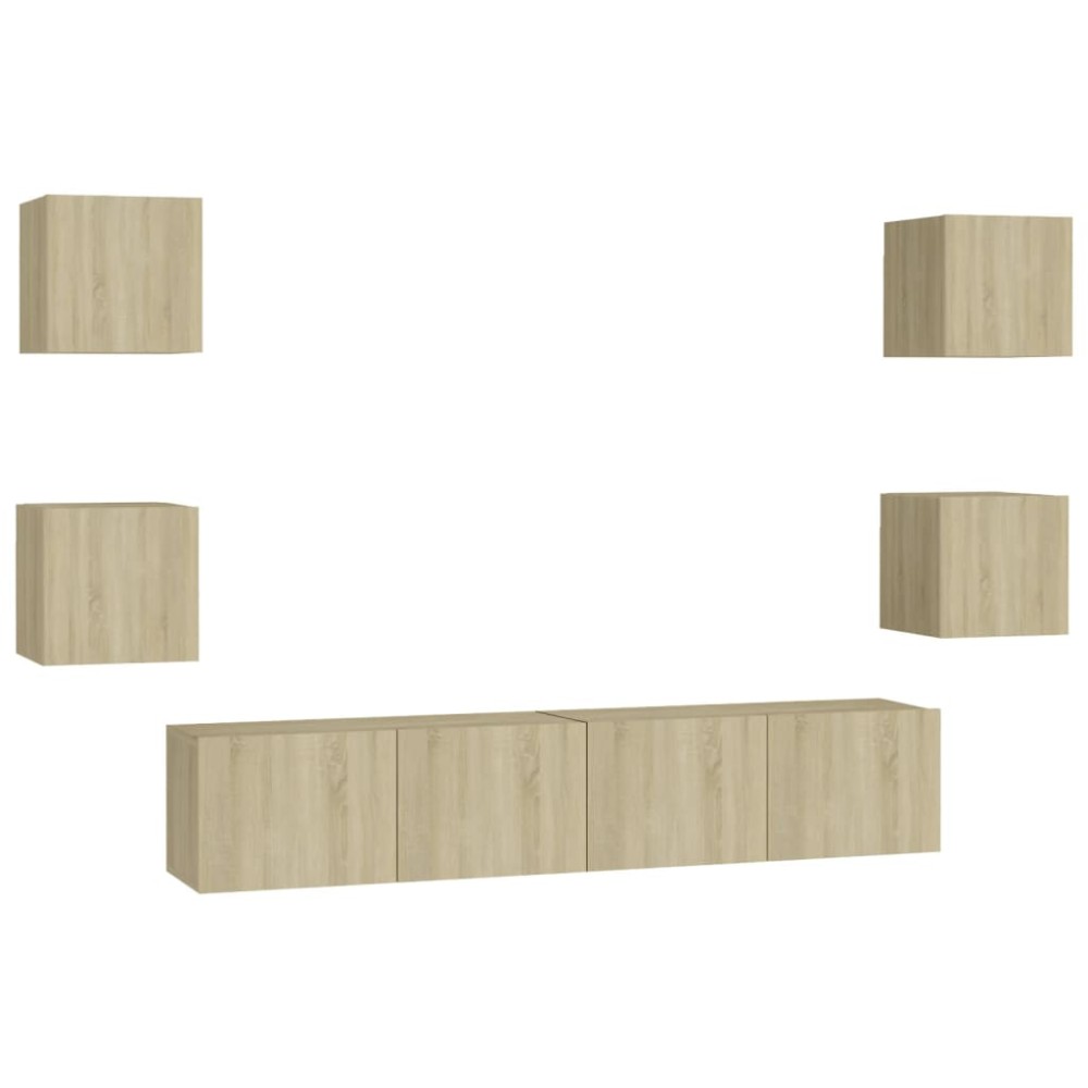 vidaXL Set de dulapuri TV, 6 piese, stejar sonoma, lemn prelucrat