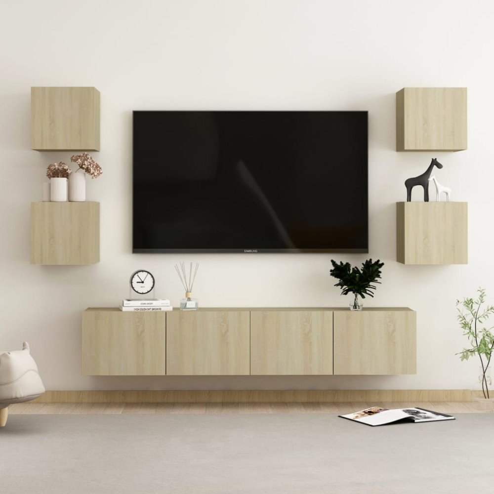 vidaXL Set de dulapuri TV, 6 piese, stejar sonoma, lemn prelucrat