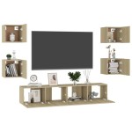 vidaXL Set de dulapuri TV, 6 piese, stejar sonoma, lemn prelucrat vidaXL Set de dulapuri TV, 6 piese, stejar sonoma, lemn prelucrat
