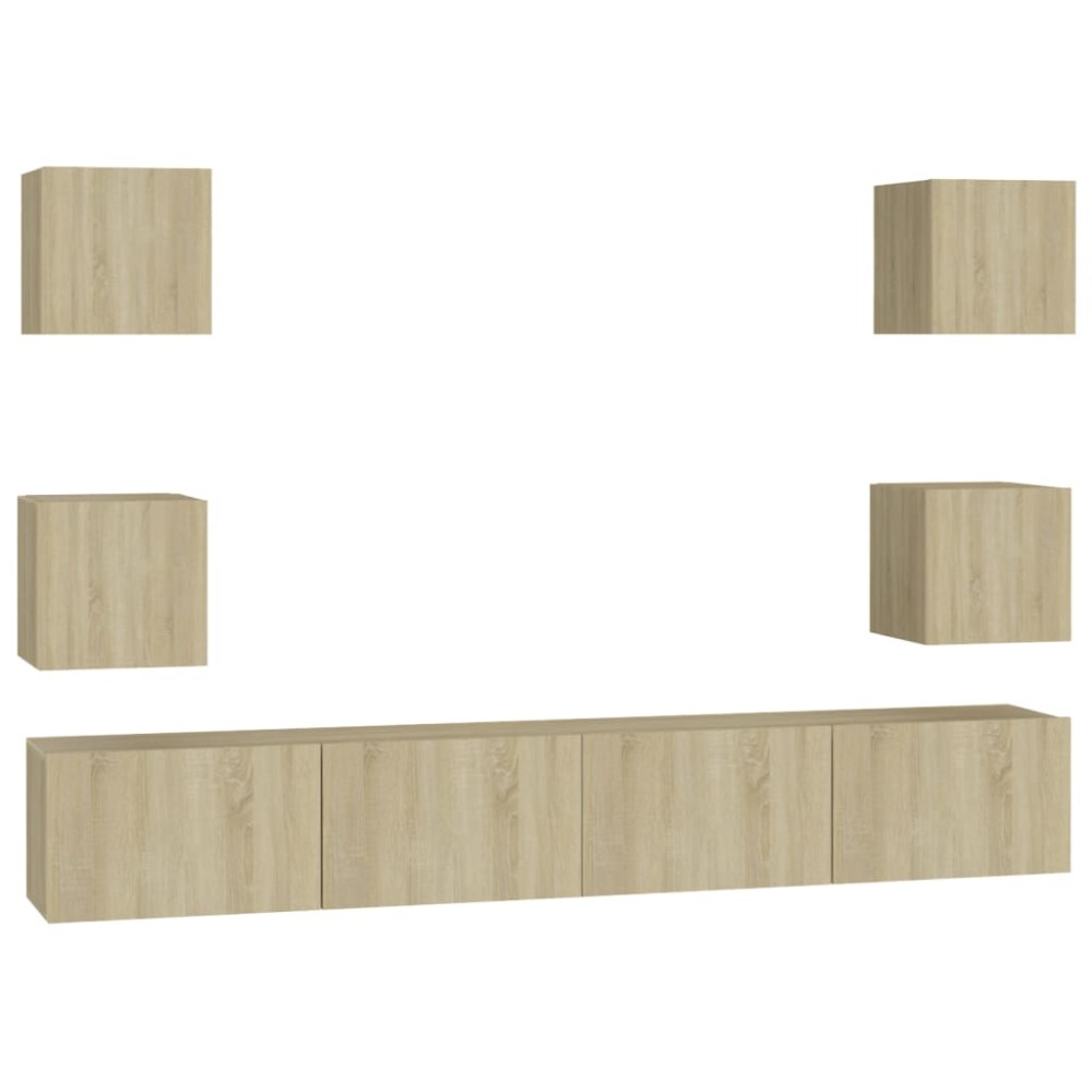 vidaXL Set de dulapuri TV, 6 piese, stejar sonoma, lemn prelucrat