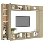vidaXL Set de dulapuri TV, 8 piese, stejar sonoma, lemn prelucrat vidaXL Set de dulapuri TV, 8 piese, stejar sonoma, lemn prelucrat