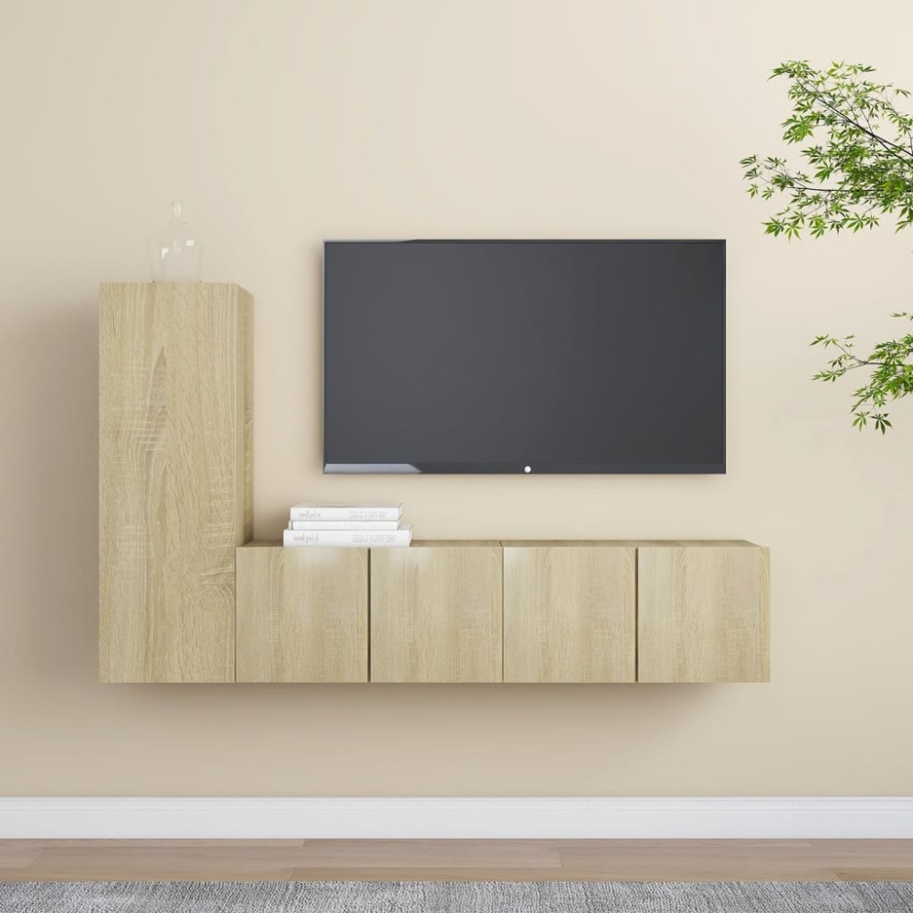 vidaXL Set de dulapuri TV, 3 piese, stejar sonoma, lemn prelucrat