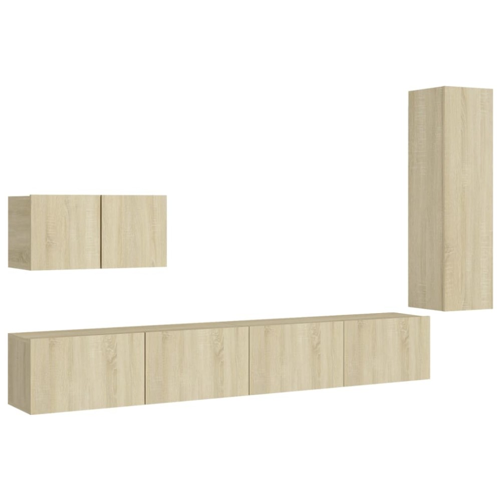 vidaXL Set de dulapuri TV, 4 piese, stejar sonoma, lemn prelucrat