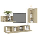 vidaXL Set de dulapuri TV, 4 piese, stejar sonoma, lemn prelucrat vidaXL Set de dulapuri TV, 4 piese, stejar sonoma, lemn prelucrat