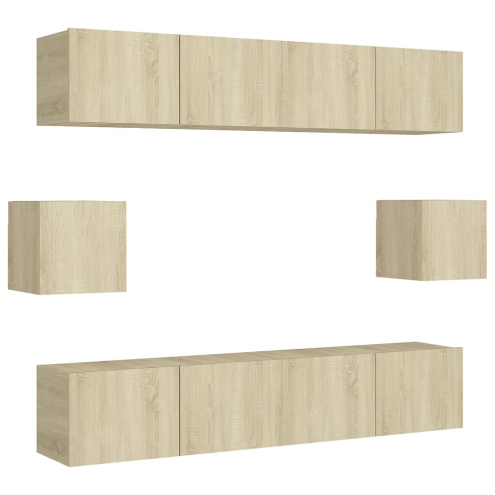 vidaXL Set de dulapuri TV, 8 piese, stejar sonoma, lemn prelucrat