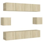 vidaXL Set de dulapuri TV, 8 piese, stejar sonoma, lemn prelucrat vidaXL Set de dulapuri TV, 8 piese, stejar sonoma, lemn prelucrat