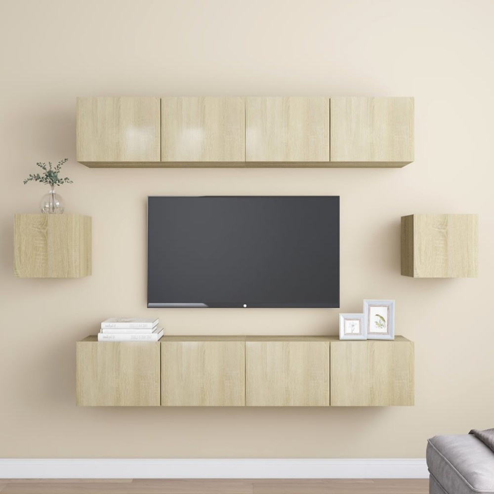 vidaXL Set de dulapuri TV, 8 piese, stejar sonoma, lemn prelucrat