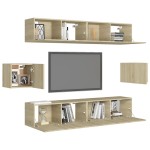 vidaXL Set de dulapuri TV, 8 piese, stejar sonoma, lemn prelucrat vidaXL Set de dulapuri TV, 8 piese, stejar sonoma, lemn prelucrat