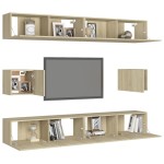vidaXL Set de dulapuri TV, 6 piese, stejar sonoma, lemn prelucrat vidaXL Set de dulapuri TV, 6 piese, stejar sonoma, lemn prelucrat