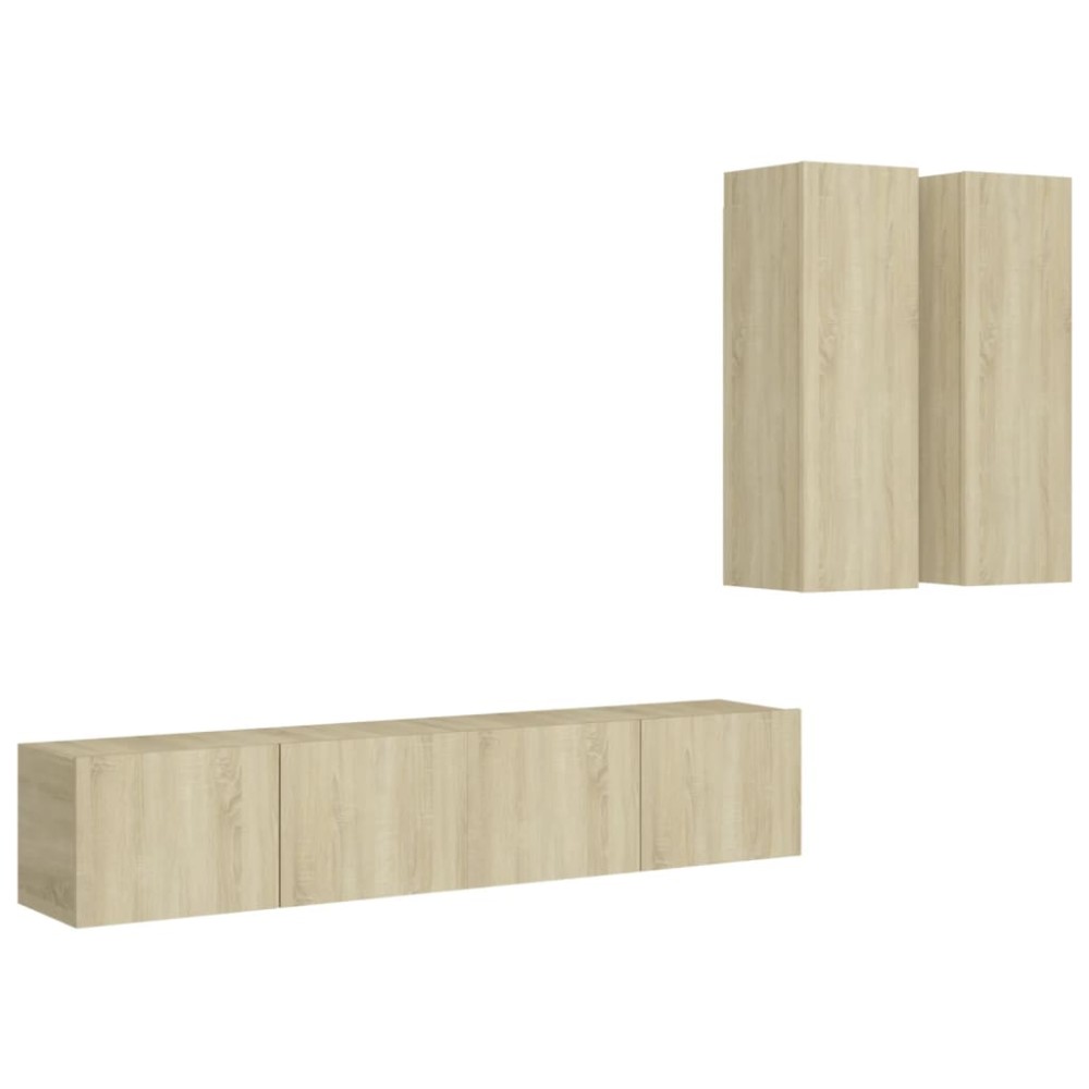 vidaXL Set de dulapuri TV, 4 piese, stejar sonoma, lemn prelucrat