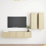 vidaXL Set de dulapuri TV, 4 piese, stejar sonoma, lemn prelucrat vidaXL Set de dulapuri TV, 4 piese, stejar sonoma, lemn prelucrat