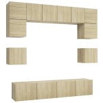 vidaXL Set de dulapuri TV, 8 piese, stejar sonoma, lemn prelucrat vidaXL Set de dulapuri TV, 8 piese, stejar sonoma, lemn prelucrat