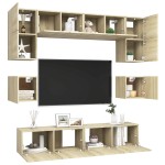 vidaXL Set de dulapuri TV, 8 piese, stejar sonoma, lemn prelucrat vidaXL Set de dulapuri TV, 8 piese, stejar sonoma, lemn prelucrat
