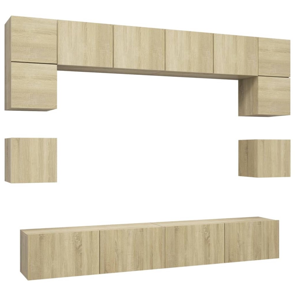 vidaXL Set de dulapuri TV, 8 piese, stejar sonoma, lemn prelucrat