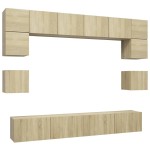vidaXL Set de dulapuri TV, 8 piese, stejar sonoma, lemn prelucrat vidaXL Set de dulapuri TV, 8 piese, stejar sonoma, lemn prelucrat