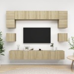 vidaXL Set de dulapuri TV, 8 piese, stejar sonoma, lemn prelucrat vidaXL Set de dulapuri TV, 8 piese, stejar sonoma, lemn prelucrat