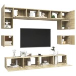 vidaXL Set de dulapuri TV, 8 piese, stejar sonoma, lemn prelucrat vidaXL Set de dulapuri TV, 8 piese, stejar sonoma, lemn prelucrat