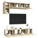 vidaXL Set de dulapuri TV, 5 piese, stejar sonoma, lemn prelucrat