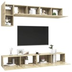 vidaXL Set de dulapuri TV, 5 piese, stejar sonoma, lemn prelucrat vidaXL Set de dulapuri TV, 5 piese, stejar sonoma, lemn prelucrat