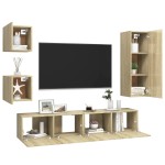 vidaXL Set comodă TV, 5 piese, stejar sonoma, lemn prelucrat vidaXL Set comodă TV, 5 piese, stejar sonoma, lemn prelucrat