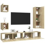 vidaXL Set de dulapuri TV, 5 piese, stejar sonoma, lemn prelucrat vidaXL Set de dulapuri TV, 5 piese, stejar sonoma, lemn prelucrat