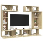 vidaXL Set de dulapuri TV, 6 piese, stejar sonoma, lemn prelucrat vidaXL Set de dulapuri TV, 6 piese, stejar sonoma, lemn prelucrat