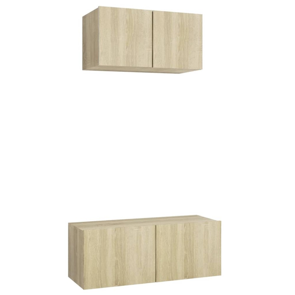 vidaXL Set de dulapuri TV, 2 piese, stejar sonoma, lemn prelucrat