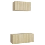 vidaXL Set de dulapuri TV, 2 piese, stejar sonoma, lemn prelucrat