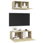 vidaXL Set de dulapuri TV, 2 piese, stejar sonoma, lemn prelucrat