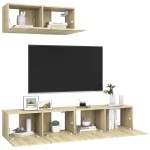 vidaXL Dulapuri TV, 3 piese, stejar sonoma, lemn prelucrat