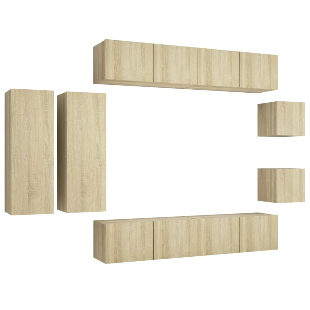 vidaXL Set dulapuri TV, 8 piese, stejar sonoma, lemn prelucrat